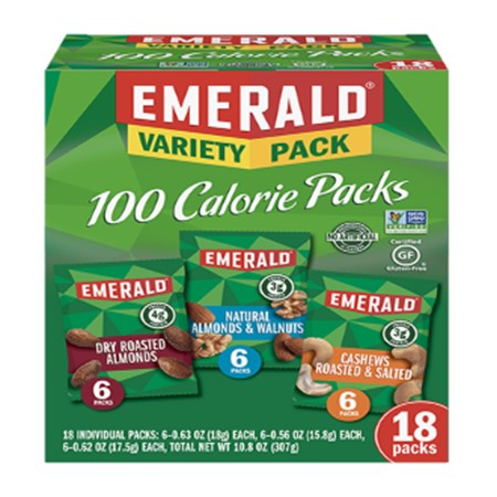 EMERALD NUTS 100 CALORIE VARIETY PACK 18 COUNT