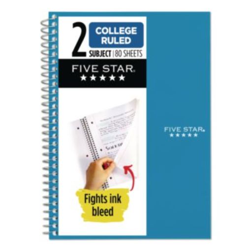 Picture of 2-Subject Wirebound College Ruled Notebook, 80 sheets, 6" x 9.5", plastic cover, pockets, 1/EA