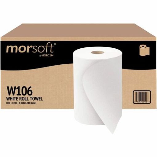 Picture of Paper Towel Rolls, 1-Ply, 10" x 800', 2" Core, White - 6 RL/CT