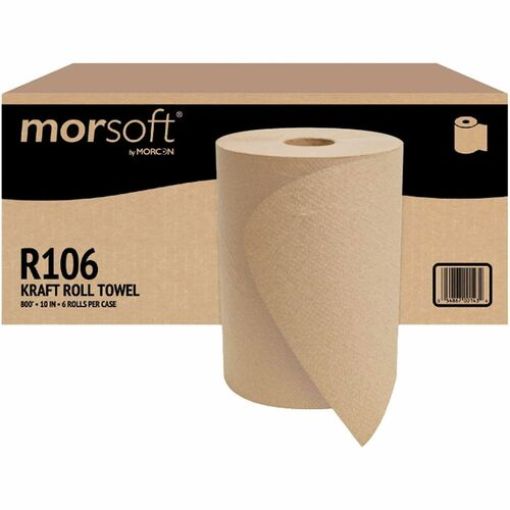 Picture of Paper Towel Rolls, 1-Ply, 10" x 800', 2" Core, Kraft - 6 RL/CT