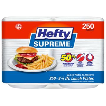 Picture of Hefty Supreme Foam Disposable Lunch Plates, 8 7/8" (250 ct.)