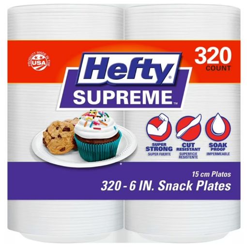 Picture of Hefty Supreme Foam Disposable Snack Plates, 6" (320 ct.)