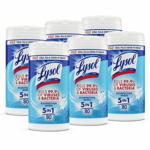 Picture of Disinfecting Wipes, 80/Tub, Crisp Linen Scent, Pre-Moistened, Multi-Surface, 6 EA/CT